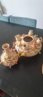 Vintage Dk Tulpenvaas met Vogeltjes, Huis en Inrichting, Woonaccessoires | Vazen, Ophalen, Gebruikt, Overige kleuren, Aardewerk of Porselein