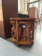 Antieke bijzettafel, nesting table, olifanten, zonder ivoor!, Antiek en Kunst, Ophalen