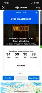 Golden Circle concert Volbeat 22 oktober Ahoy Rotterdam, Tickets en Kaartjes, Eén persoon, Oktober, Hard Rock of Metal