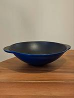 Blauwe gietijzeren wok pan 34 cm, Huis en Inrichting, Keuken | Potten en Pannen, Gebruikt, Gietijzer, Ophalen of Verzenden, Keramische plaat