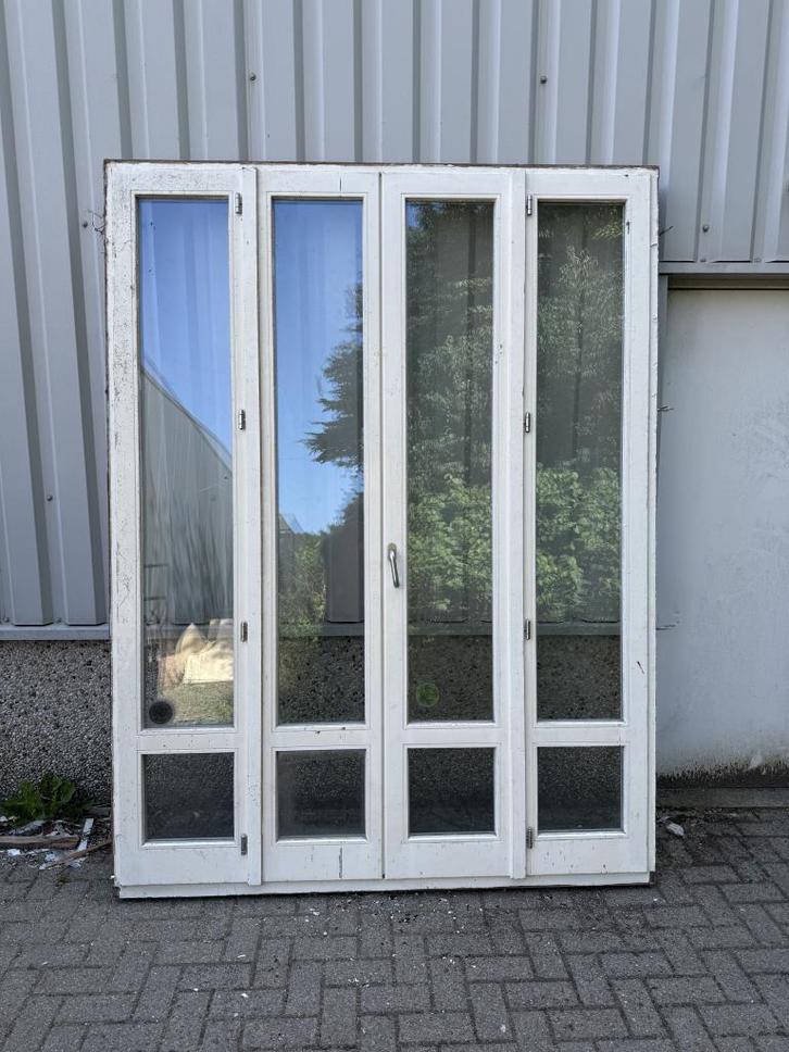 Prachtige merbau kozijn met openslaande deuren en dub glas, Doe-het-zelf en Verbouw, Kozijnen en Schuifpuien, Zo goed als nieuw
