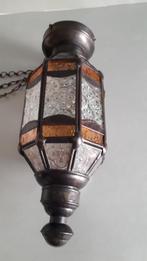 Ganglamp gebronsd met kunststof ramen, Antiek en Kunst, Antiek | Lampen, Ophalen of Verzenden