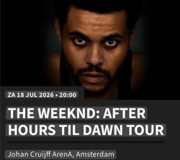 Ruilen!!! Tickets the Weekend, Amsterdam. 18 juli, Tickets en Kaartjes, Concerten | Pop, Twee personen, Juli