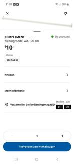 Witte Kledingroede van ikea - 100 cm, Huis en Inrichting, Kasten | Kledingkasten, Ophalen, 100 tot 150 cm, Nieuw, Minder dan 25 cm