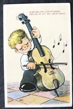 Na uren studeren op de cello, zal hij het wel leren, 1941, Verzamelen, Ansichtkaarten | Themakaarten, 1940 tot 1960, Gelopen, Muziek