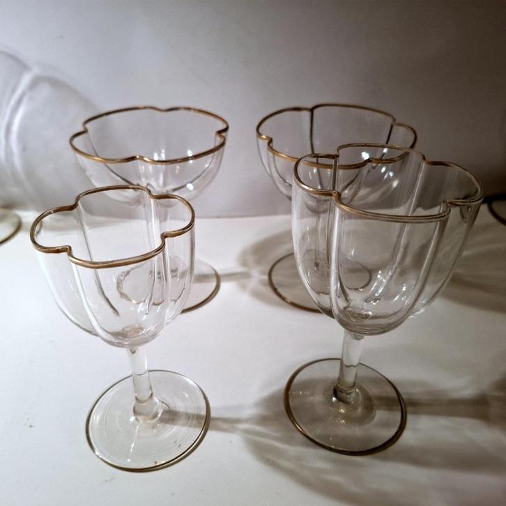 4 Moser of Lobmeyr gelobde kristallen wijnglazen vintage, Antiek en Kunst, Antiek | Glas en Kristal, Verzenden