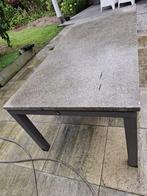 Tuintafel met Natuursteenlook blad en aluminium onderstel, Ophalen, Gebruikt, Rechthoekig, Aluminium