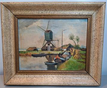 Molen met schuit. Gesigneerd met "Bep" (Rietveld?). beschikbaar voor biedingen