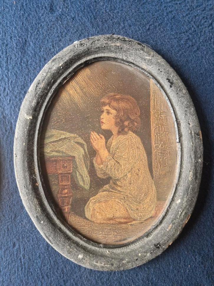 Vintage Schilderijtje - Biddend Kind ( degi 1048), Antiek en Kunst, Kunst | Overige Kunst, Ophalen of Verzenden