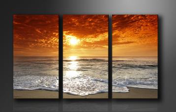 Nieuw * 3 Luik Canvas Schilderij * Sunset Strand Zee 90x160 beschikbaar voor biedingen