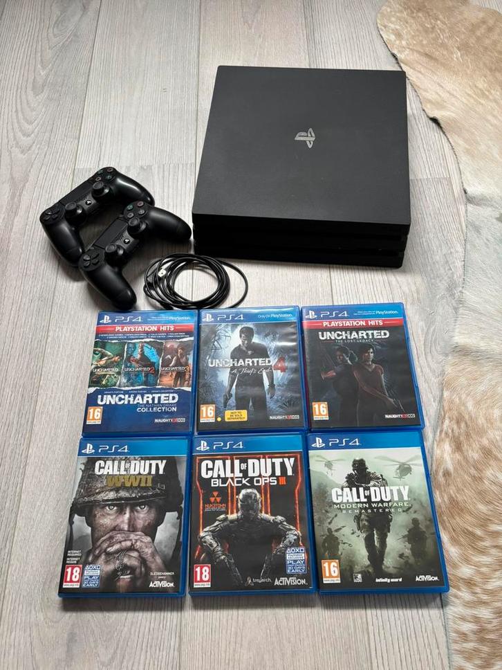 PlayStation 4 Pro + 2 controllers + 6 games, Spelcomputers en Games, Spelcomputers | Sony PlayStation 4, Gebruikt, Pro, Met 2 controllers