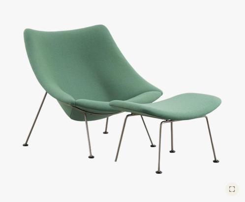 Pierre Paulin Oyster fauteuil + hocker Artifort jaren 60, Huis en Inrichting, Fauteuils, Gebruikt, Metaal, Stof, 75 tot 100 cm