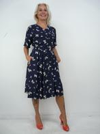 *Abfab Vintage Donkerblauwe Doorknoop Jurk met Vlinders 42*, Kleding | Dames, Blauw, Maat 42/44 (L), Ophalen of Verzenden, Zo goed als nieuw