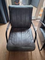 2 Antraciet lederen stoelen, Huis en Inrichting, Fauteuils, Ophalen, Zo goed als nieuw, Leer