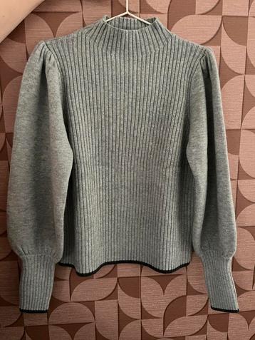 Grijze trui met pofmouw en kraagje Co Couture, maat S beschikbaar voor biedingen