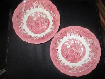 Merrie England roze (rood pink) diepe ronde schaal 21,5 cm   beschikbaar voor biedingen