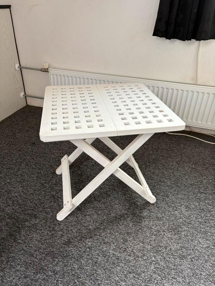 Wit tafeltje, Huis en Inrichting, Tafelonderdelen, Gebruikt, Tafelblad, 50 tot 100 cm, Rechthoekig, Overige houtsoorten, Ophalen