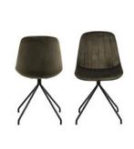 2 Donkergroene Velours Eetkamerstoelen, Huis en Inrichting, Ophalen, Twee, Overige kleuren, Zo goed als nieuw