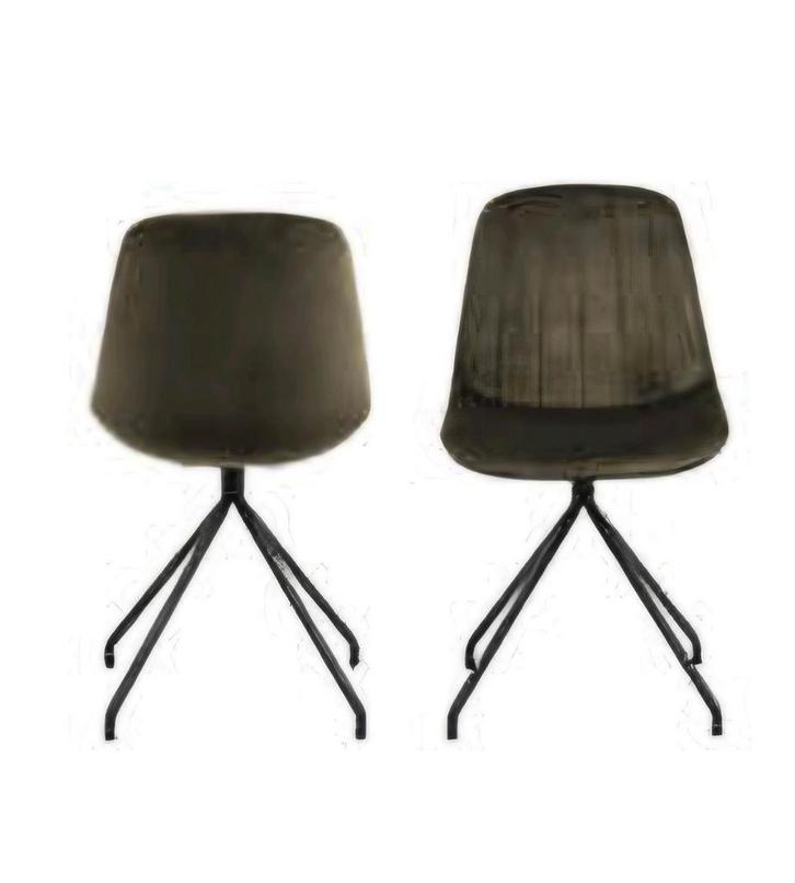 2 Donkergroene Velours Eetkamerstoelen, Huis en Inrichting, Stoelen, Zo goed als nieuw, Twee, Stof, Overige kleuren, Ophalen