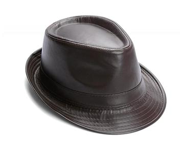Bruine kunst leren hoed bruin leer heren dames fedora panama beschikbaar voor biedingen
