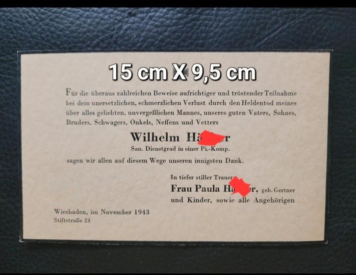 Reuze Deathcard/Sterbebild Sanitäter- Pionier Komp. KIA- WO2, Verzamelen, Bidprentjes en Rouwkaarten, Ophalen of Verzenden