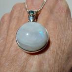 Mooie nieuwe zilveren hanger, Maansteen, blauwe Toermalijn, Wit, Nieuw, Ophalen of Verzenden, Met edelsteen