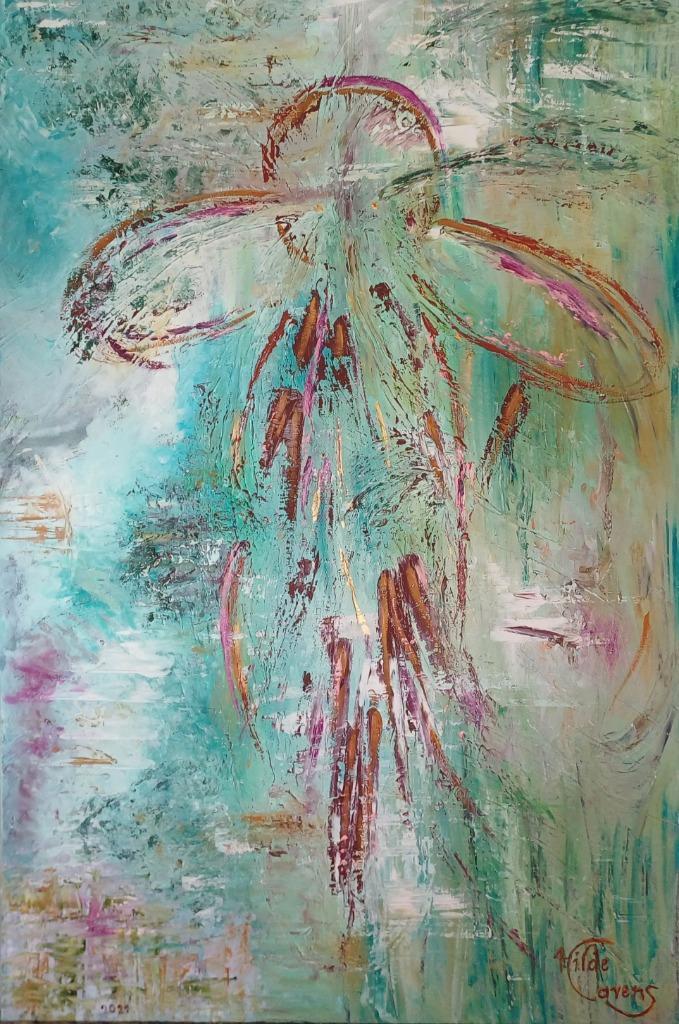 Groot abstract schilderij, olieverf paletmes, nieuw., Antiek en Kunst, Kunst | Schilderijen | Abstract, Ophalen