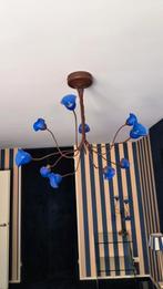 3 verschillende lampen met blauwe glazen kapjes, Ophalen, Gebruikt
