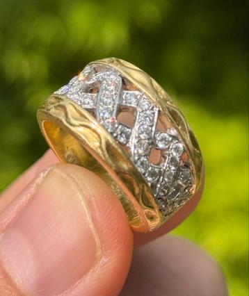 18 krt gouden bandring 14,9gr met 38 natuurlijke diamanten! beschikbaar voor biedingen