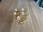 Vijf antieke glazen, coupes, gekleurd glas, Antiek en Kunst, Ophalen of Verzenden