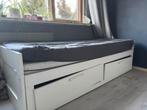 Net Ikea Brimnes bed 90 keer 200 uitgeschoven 180 bij 200, Huis en Inrichting, Ophalen, Gebruikt, Wit, Tweepersoons