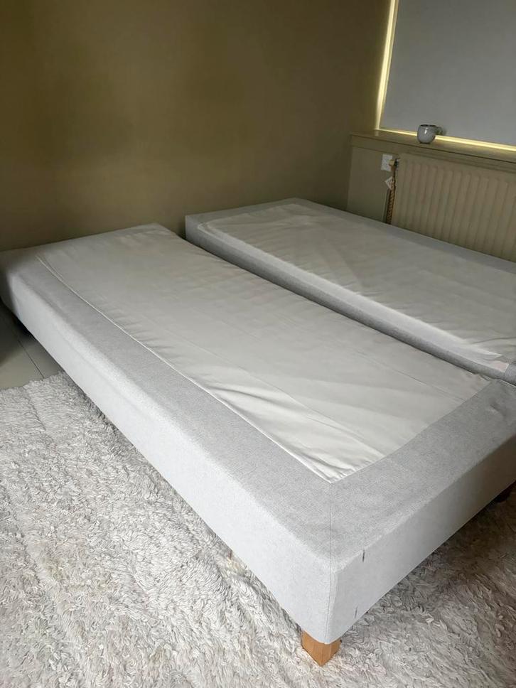 IKEA Dunvik Boxspring 160x200, Huis en Inrichting, Slaapkamer | Bedden, Zo goed als nieuw, Tweepersoons, 160 cm, 200 cm, Stof