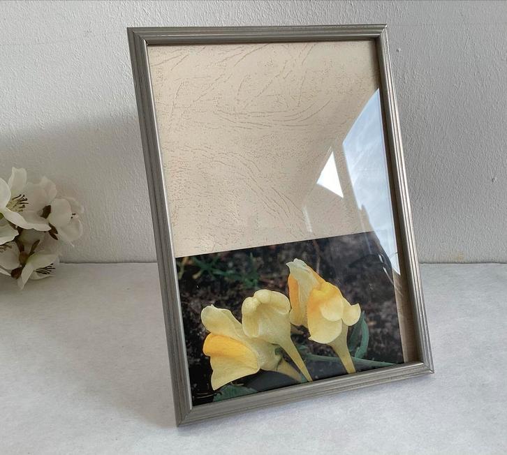 Vintage Chromo zilverkleurig fotolijst 15 x 11 cm. bol glas, Audio, Tv en Foto, Fotografie | Fotolijsten, Gebruikt, Ophalen of Verzenden