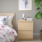 MALM Ladekast met 2 lades, wit gelazuurd eikenfineer, 40x55, Huis en Inrichting, Kasten | Ladekasten, Ophalen, 50 tot 100 cm, Zo goed als nieuw