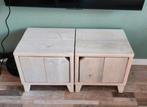 2 steigerhouten nachtkastjes,nu in gebruik als tv meubel, Ophalen, Zo goed als nieuw, Hout, Minder dan 55 cm