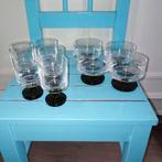 Likeurglaasjes helder met bruin voetje 2 maten 9 stuks, Huis en Inrichting, Keuken | Servies, Ophalen, Glas of Glazen, Gebruikt