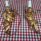 2  brocante engelen hanglampjes met lampekapjes, Huis en Inrichting, Lampen | Lampenkappen, Ophalen, Rechthoekig, Brocante, Minder dan 25 cm