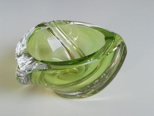 Gele asbak Val st Lambert, model "Trident", Antiek en Kunst, Antiek | Glas en Kristal, Ophalen