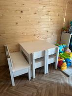 Kindertafel met stoelen en bankje, Kinderen en Baby's, Kinderkamer | Tafels en Stoelen, Ophalen of Verzenden, Gebruikt, Tafel(s) en Stoel(en)