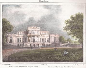Haarlem Het Groote Pavillioen in het Hout Litho Gekleurd  beschikbaar voor biedingen