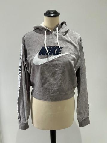 Heel goed: grijs “Nike” logo trui hoodie sweater kort S 36  beschikbaar voor biedingen