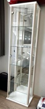 Vitrinekast, wit, met glas en met verlichting, Huis en Inrichting, Kasten | Vitrinekasten, Ophalen, Minder dan 50 cm, Met deur(en)