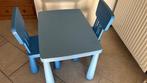 Ikea Mammut kindertafel en stoelen blauw, Ophalen, Gebruikt