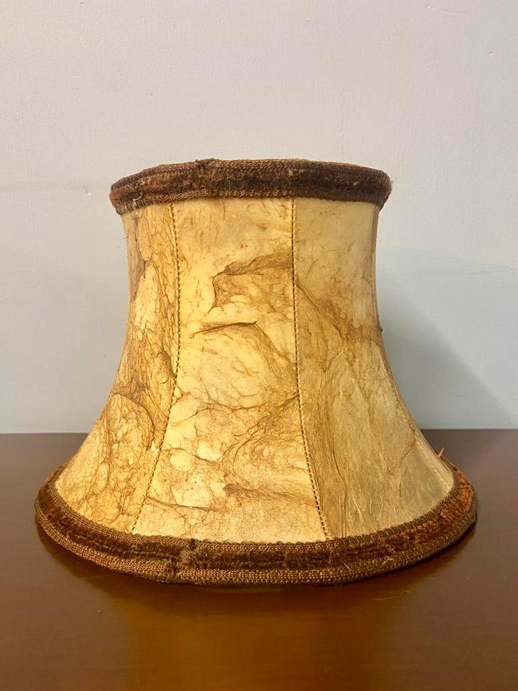Vintage lampenkap varkensblaas retro varkensleer kap brocant, Huis en Inrichting, Lampen | Lampenkappen, Zo goed als nieuw, Minder dan 25 cm