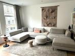Modulaire hoekbank, 6 elementen, 4 kussens in beige melange, Huis en Inrichting, Ophalen, Zo goed als nieuw, Stof, Modulaire bank op pootjes