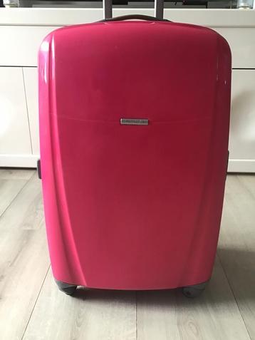 Mooie grote roze Samsonite trolley / koffer op 4 zwenkwielen