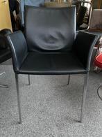 Zanotta Stoel - Zwart Leer en Metaal, Twee, Zwart, Leer, Ophalen of Verzenden