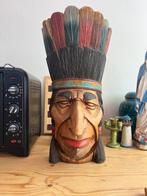 houten indianen hoofd, Ophalen of Verzenden