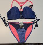 Hunkemoller nieuwe bikini in blauw /roze push up 75E M 41840