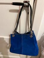 Blauwe schoudertas suede, Ophalen of Verzenden, Zo goed als nieuw, Blauw, Handtas